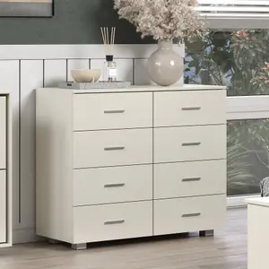 Lido 4+4 drawer wide chest of drawer, White