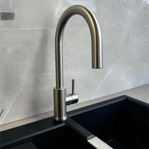 Liquida EPO11BS Single Lever Pull Out Mixer Brushed Steel Kitchen Mixer Tap