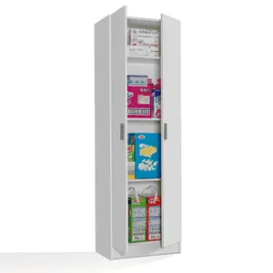 VITA 2 Door Utility Storage 4 Shelf Cupboard in Matt White