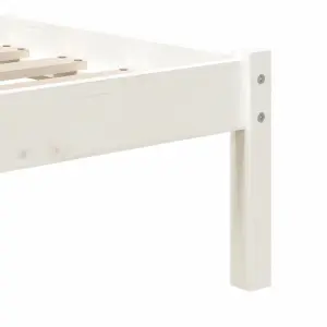 Berkfield Bed Frame White Solid Wood Pine 90x200 cm