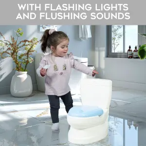 Kids Potty Training Toilet Seat with Flush Sound & Light Portable Easy Clean Removable Pot & Seat