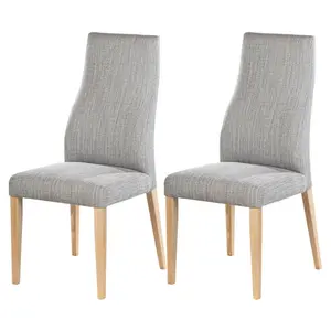 Feodosiy Upholstered Dining Chair (Set of 2) Light Grey / Beech