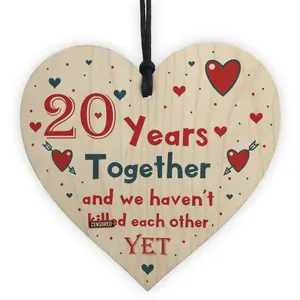 Funny Rude 20th Anniversary Gift For Husband Wife Gift For Him Her Wooden Heart