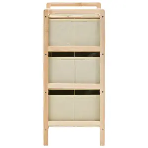 Berkfield Storage Racks with 3 Fabric Baskets 2 pcs Beige Cedar Wood