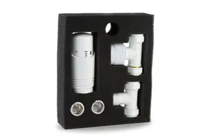 Designer White Thermostatic Radiator Valve Twin Pack TRV White Straight