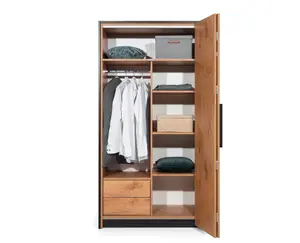 Loft Folding Door Wardrobe Right - Universal Layout Oak Lancelot & Black - H2040mm W1040mm D600mm