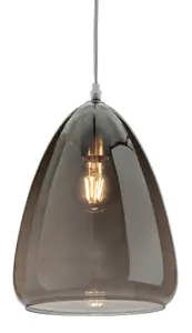 Luminosa Willis Dome Pendant Light Chrome with Smoked Glass