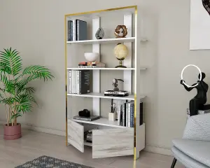 Decorotika Elena Bookcase Bookshelf Display Unit with Two Cabinets