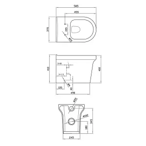 Starlyn Ceramic Back to Wall Toilet Pan with Soft Closing Seat, Cistern & Flush Button