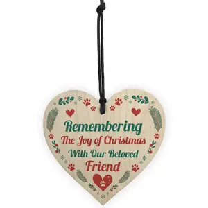 Red Ocean Pet Memorial Christmas Tree Decoration Hanging Heart Bauble Dog Memorial Christmas Decoration Keepsake