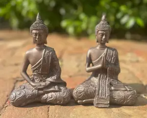 2 Mystic Thai Buddha Ornaments Sculptures - in Cold Cast Bronze Resin