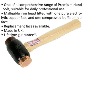 Premium 3.5lb Copper Rawhide Hammer with Hickory Handle