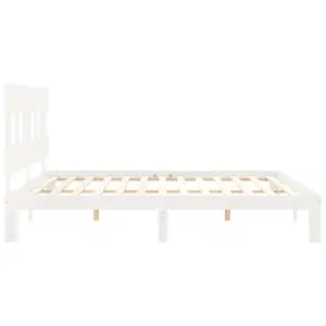 Berkfield Bed Frame with Headboard White 200x200 cm Solid Wood