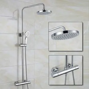 Nes Home Premier Exposed Led Round Thermostatic Mixer Shower Valve Tap Chrome Bathroom