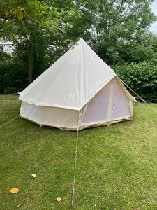 4M Bell Tent with Zipped PVC Groundsheet Cotton Canvas Natural Colour Kokoon deluxe