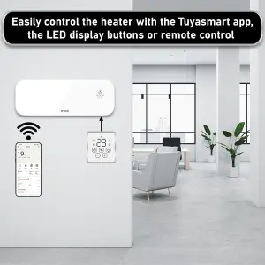 MYLEK Glass White Overdoor Air Curtain Heater Fan 2000W, Smart WIFI App Or Remote Control