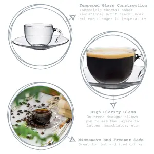 Argon Tableware - Glass Espresso Cup & Saucer Set - 60ml - Clear