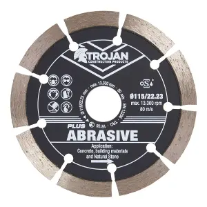 Trojan Plus Abrasive Diamond Blade 115mm/4.5" x 22.23