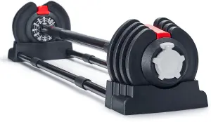 Homeology Strongology ELEMENT19 Home Fitness Black and Red Adjustable Smart Barbell from 2kg up to 19kg Training Weights