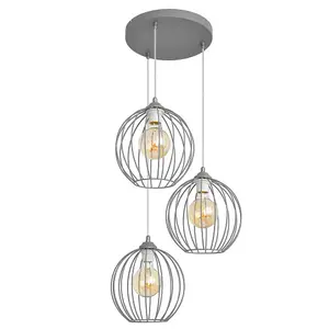 Luminosa Mercure Cluster Pendant Ceiling Light Grey 40cm