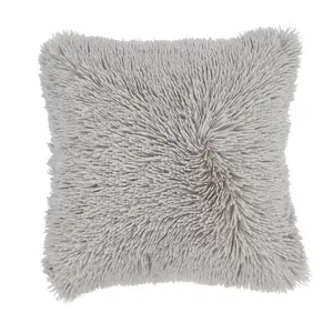 Cuddly Deep Pile Faux Fur Cushion Cover Silver