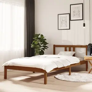 Berkfield Bed Frame Honey Brown Solid Wood 100x200 cm