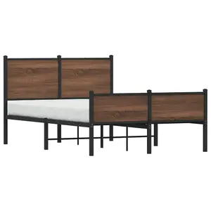 Berkfield Metal Bed Frame without Mattress Brown Oak 120x190 cm Small Double