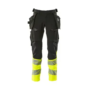 Mascot Accelerate Safe Trousers with Holster Pockets - Black/Hi-Vis Yellow   (33.5) (Leg Length - Regular)