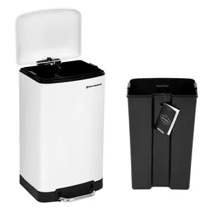 Kitchen 30 Litre Step On Rubbish Bin White