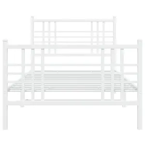 Berkfield Metal Bed Frame without Mattress with Footboard White 90x200cm