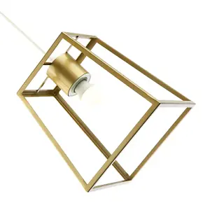 Industrial Lantern Pendant Light Shade in Satin Gold with Square Top and Bottom