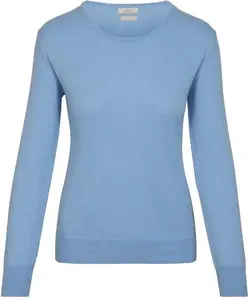 House Of Bruar Ladies Cotton & Cashmere Crew Neck - Soft Blue