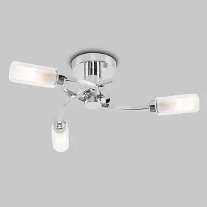 ValueLights Claudia Modern 3 Way Spiral Flush Chrome Ceiling Light Fitting with Glass Shades