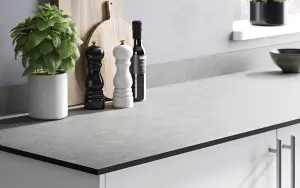 GoodHome 12mm Nepeta Matt Grey Mineral effect Paper & resin Square edge Kitchen Worktop, (L)2000mm