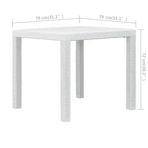 Berkfield Garden Table White 79x79x72 cm Plastic Rattan Look