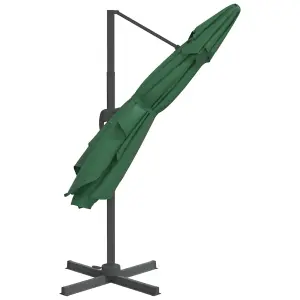 Berkfield LED Cantilever Garden Parasol Green 400x300 cm