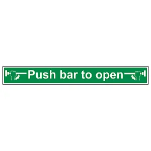 Push Bar To Open Condition Door Sign - Rigid Plastic - 600x75mm (x3)