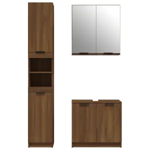 Berkfield 3 Piece Bathroom Cabinet Set Brown Oak Engineered Wood