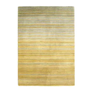 Ochre Wool Handmade Striped Luxurious Rug for Living Room and Bedroom-67cm X 200cm