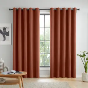 Catherine Lansfield Wilson Blackout Thermal  229x229cm Curtains Two Panels Terracotta