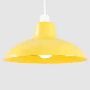 ValueLights Civic Pair of Retro Style Yellow Metal Easy Fit Ceiling Pendant Light Shades