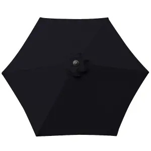 SunDaze 2.5M Black Garden Parasol Sun Shade Umbrella with Crank Handle & Tilt Mechanism