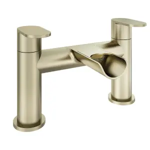 Aquarius Horseshoe Waterfall Bath Filler Tap Brushed Brass AQ791029