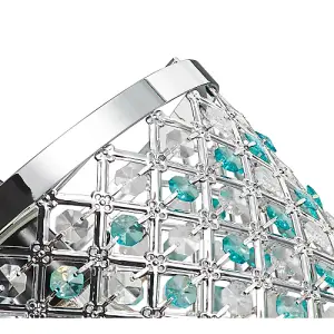 Modern Sparkly Ceiling Pendant Light Shade with Clear and Teal Beads