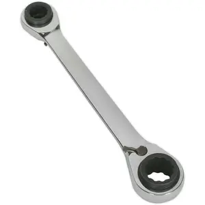 4-in-1 Reversible Ratchet Ring Spanner with Slim Handle - Metric Wrench Tool