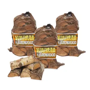 3 x Warma Kiln Dried Hardwood Nets Pizza Oven Burner Stove Fuel Ready to Burn Firewood Logs 75L