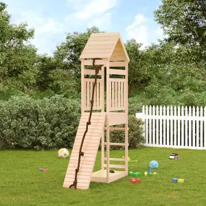 Berkfield Playhouse with Climbing Wall Solid Wood Pine