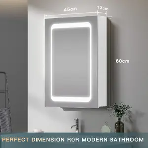 Bathroom Cabinet Mirror with LED Lights - 45cm x 60cm