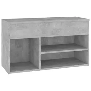 Berkfield Shoe Bench Concrete Grey 80x30x45 cm Engineered Wood