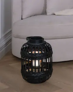 Beliani Rustic Lantern BORACAY Wood Black